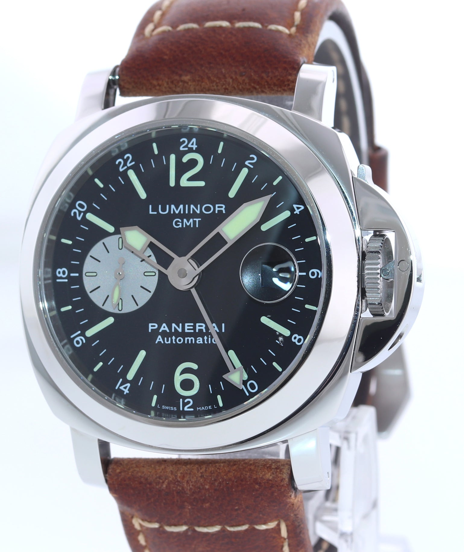 PAPERS Panerai PAM 88 Luminor GMT Date Automatic Black 44mm Steel Watch PAM00088
