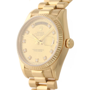 MINT DIAMOND Rolex Day-Date President 18038 18k Yellow Gold Dial Watch