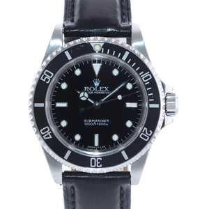 Rolex Submariner No-Date 2 line dial 14060 Steel Black 40mm Leather Watch