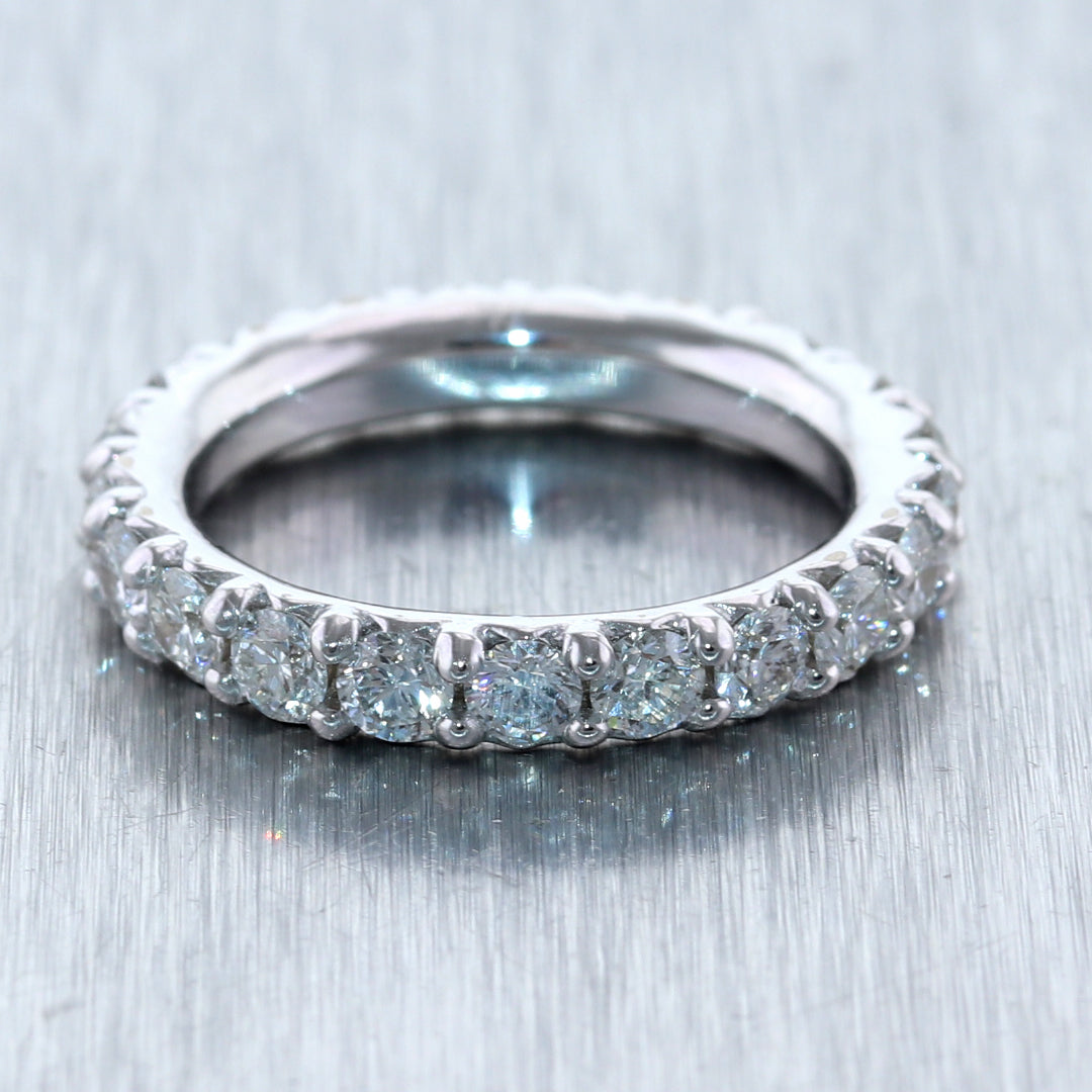 Modern 14k White Gold 2.13ctw Diamond Eternity Wedding Band Ring