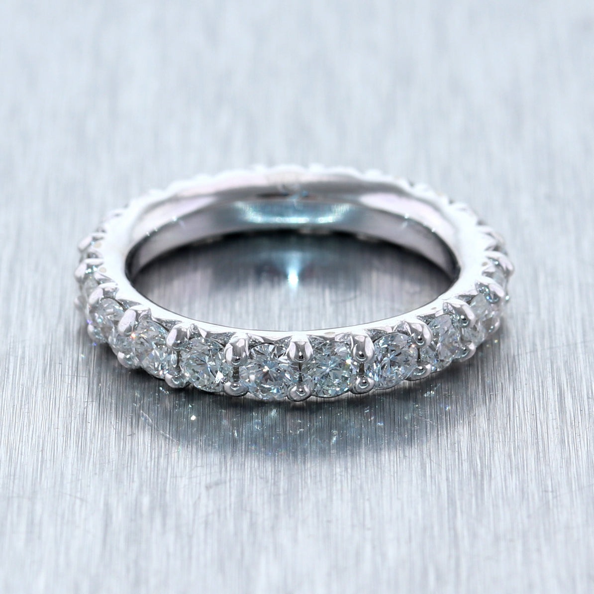 Modern 14k White Gold 2.13ctw Diamond Eternity Wedding Band Ring