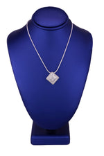 Modern 14K White Gold 1.04ctw Princess Cut Diamond Square 18" Pendant Necklace