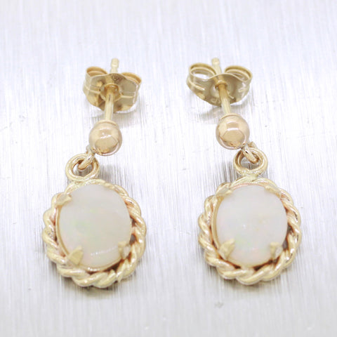 Antique 1.10ctw Opal Drop/Dangle Earrings in 14k Yellow Gold