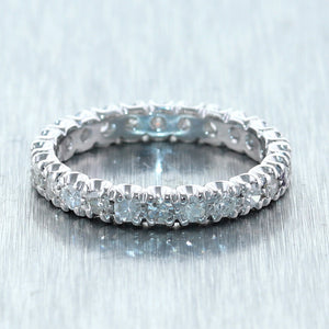 Vintage Estate 14k White Gold 1ctw Diamond Eternity Wedding Band Ring