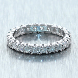 Vintage Estate 14k White Gold 1ctw Diamond Eternity Wedding Band Ring