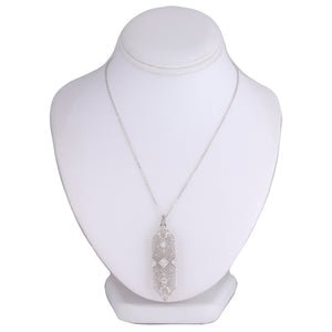 1920's Antique Art Deco 14k White Gold 0.52ctw Diamond Filigree 22" Necklace