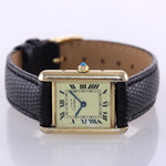 Vintage Must de Cartier Tank Vermeil Gold Silver Roman 21mm Quartz Watch