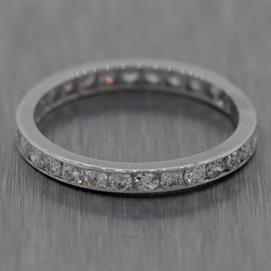 1930's Antique Art Deco 14k White Gold 1ctw Diamond Wedding Band Ring