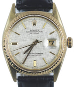 1971 Rolex DateJust 1601 36mm 14K Yellow Gold Fluted 36mm Silver Linen Date