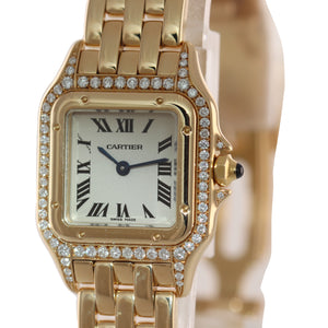 MINT Ladies Cartier Panthere Solid 18K Gold Factory Diamond Roman 1070 Watch