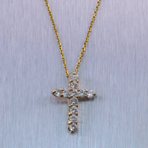 Modern 14k Yellow Gold 0.83ctw Diamond Cross 19" Necklace