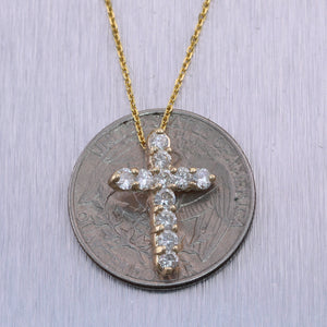 Modern 14k Yellow Gold 0.83ctw Diamond Cross 19" Necklace
