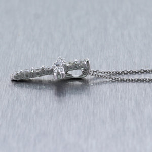 Modern 14k White Gold 1.20ctw Diamond Cross 20" Necklace