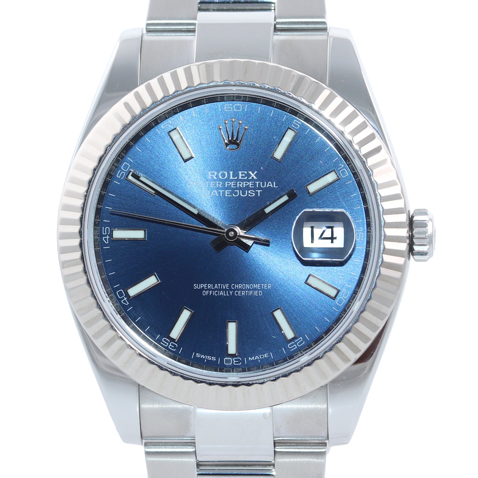 NEW 2020 Rolex DateJust 41 126334 Blue Stick Dial Steel Fluted  Oyster Watch Box