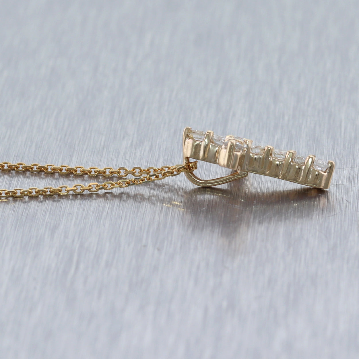 Modern 14k Yellow Gold 0.50ctw Diamond Cross 19" Necklace