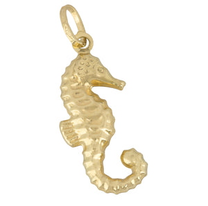 Ladies Modern 18K 750 Yellow Gold Hollow Seahorse Fish Pendant Charm 1.9gr