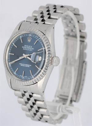 Vintage Rolex DateJust Stainless Steel Blue Dial 36mm Jubilee 16030 Watch