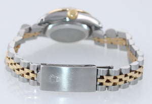 MINT Ladies Rolex 67193 Two Tone 18k Gold 26mm MOP Diamond Bezel Watch Box