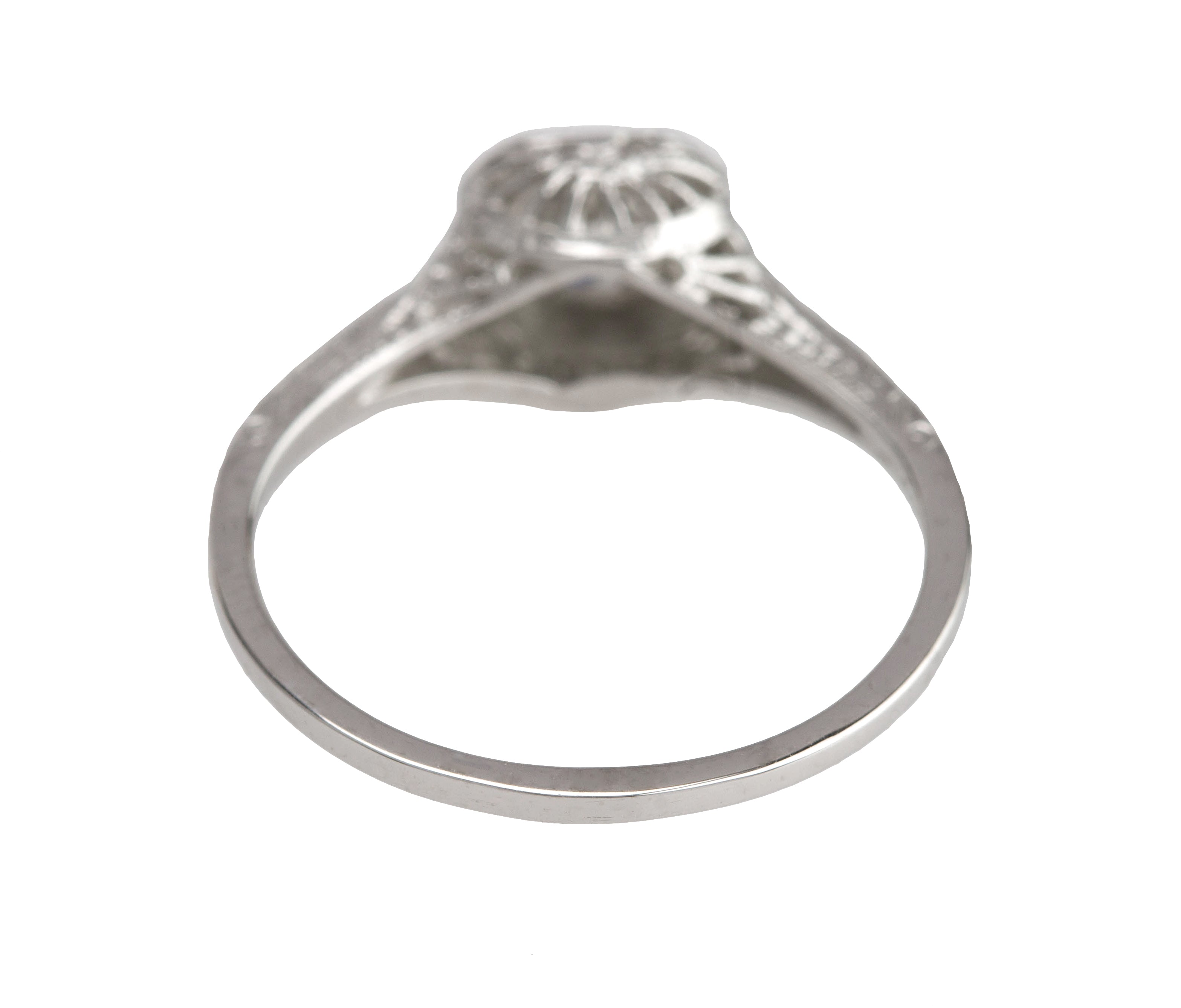 Antique Art Deco Platinum 0.37 CT Solitaire Diamond Filigree Engagement Ring