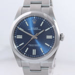 NEW 2022 PAPERS Rolex Oyster Perpetual 41mm Blue Stick Oyster Watch 124300 Box