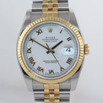 2008 Rolex DateJust Super Jubilee 36mm White Roman 116233 18k Gold Watch Box