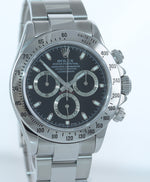 MINT Rolex Daytona 116520 Black Dial Chronograph Steel Watch Box DISCONTINUED