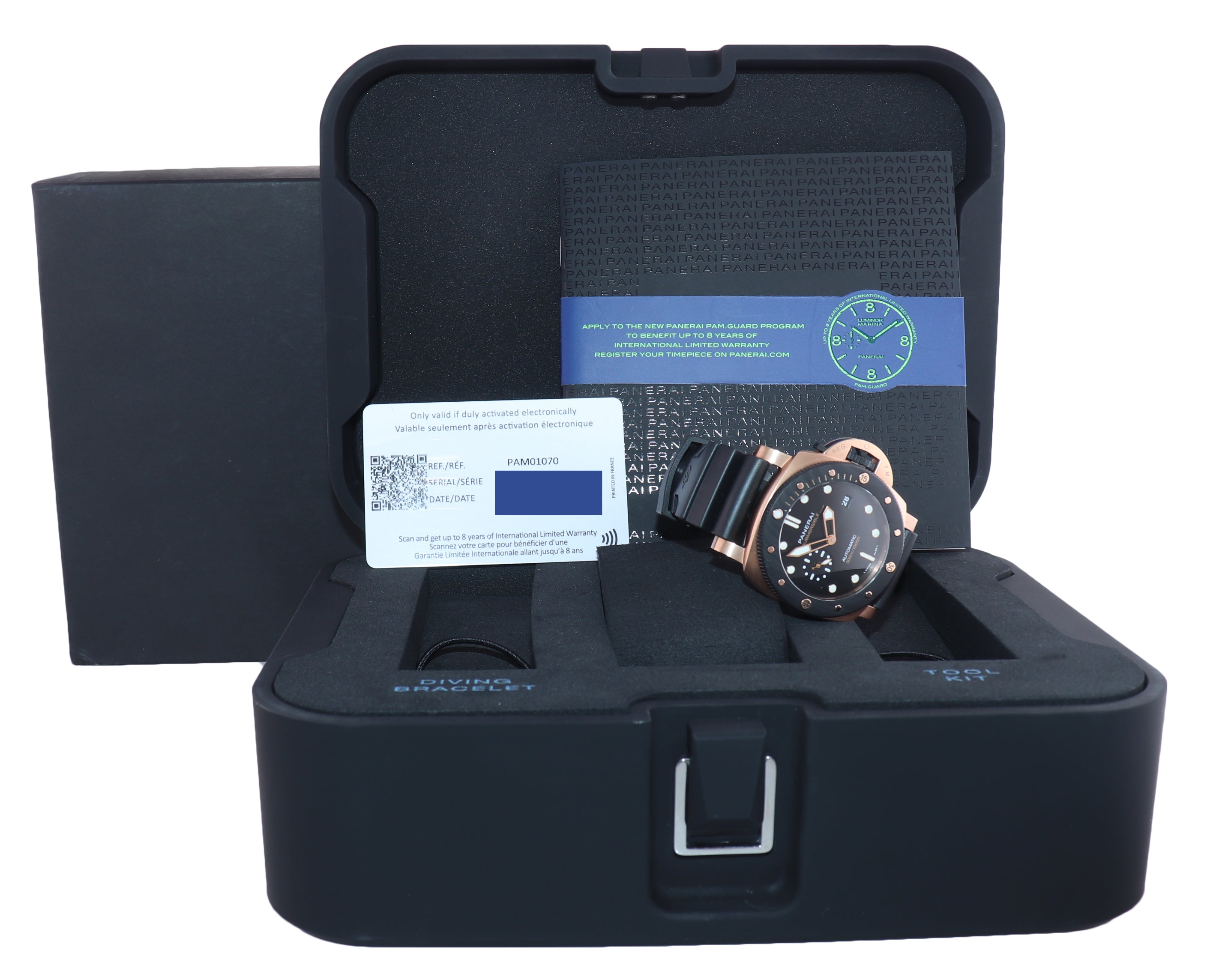 PAPERS Panerai Submersible Goldtech Oro PAM01070 Rose Gold Carbotech PAM 1070