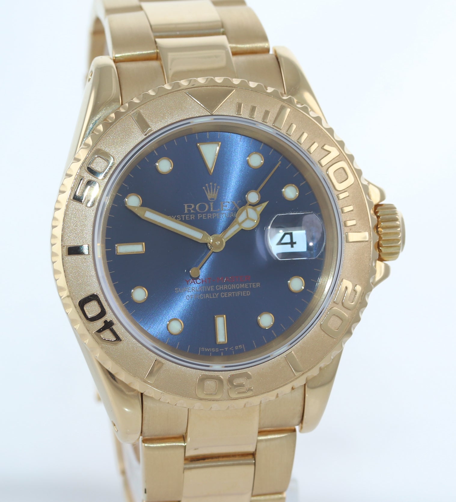 Rolex Yacht-Master 18k Yellow Gold Blue Dial 16628 40mm Watch Box