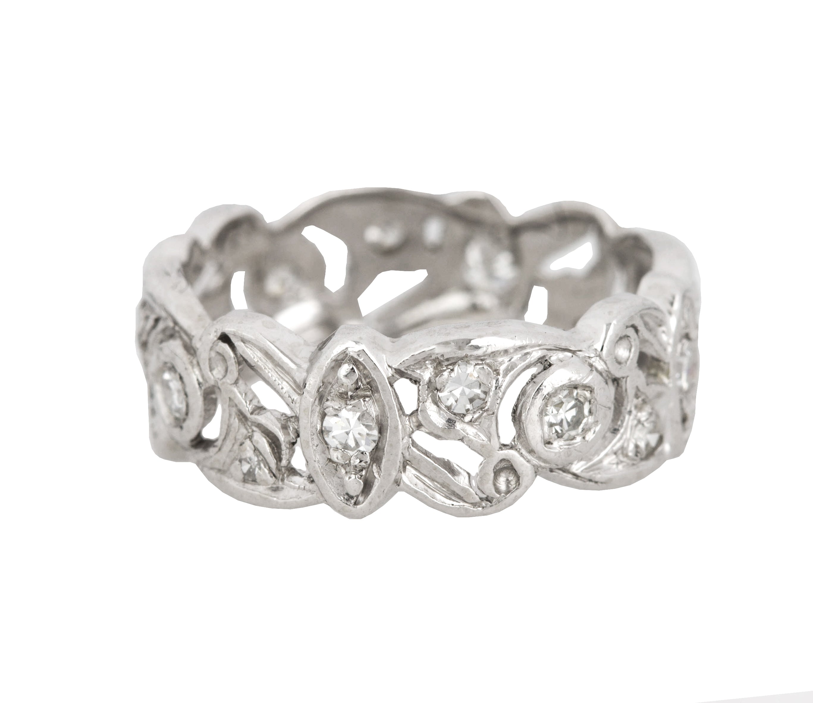 1930's Antique Art Deco Platinum 0.30ctw Diamond 7mm Eternity Wedding Band Ring