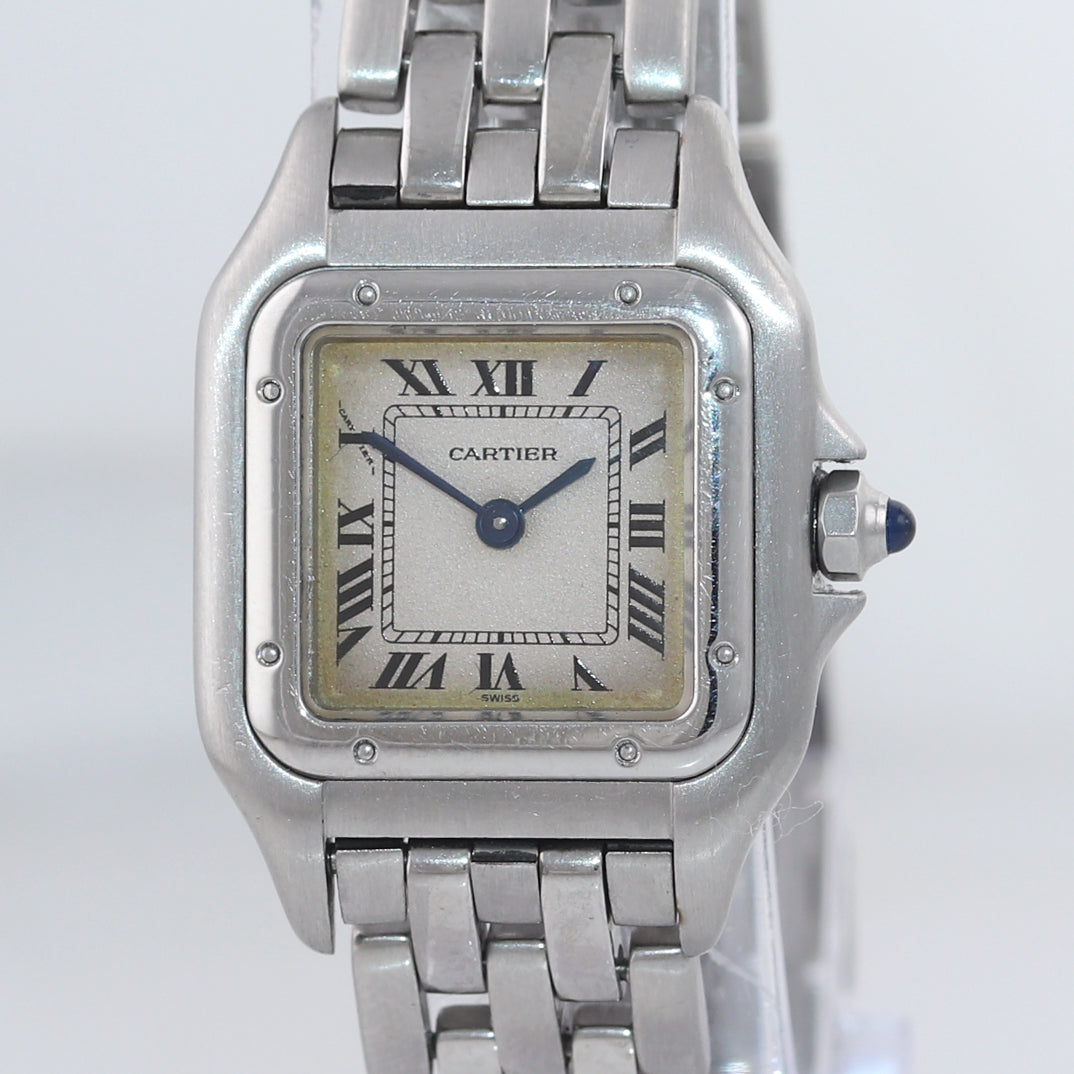 Ladies Cartier Panthere 22mm Ivory Roman Stainless Steel Quartz Watch 1320