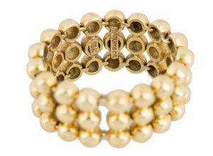 Authentic Tiffany & Co. 18K Yellow Gold 3-Row Beaded Ball Eternity Band Ring