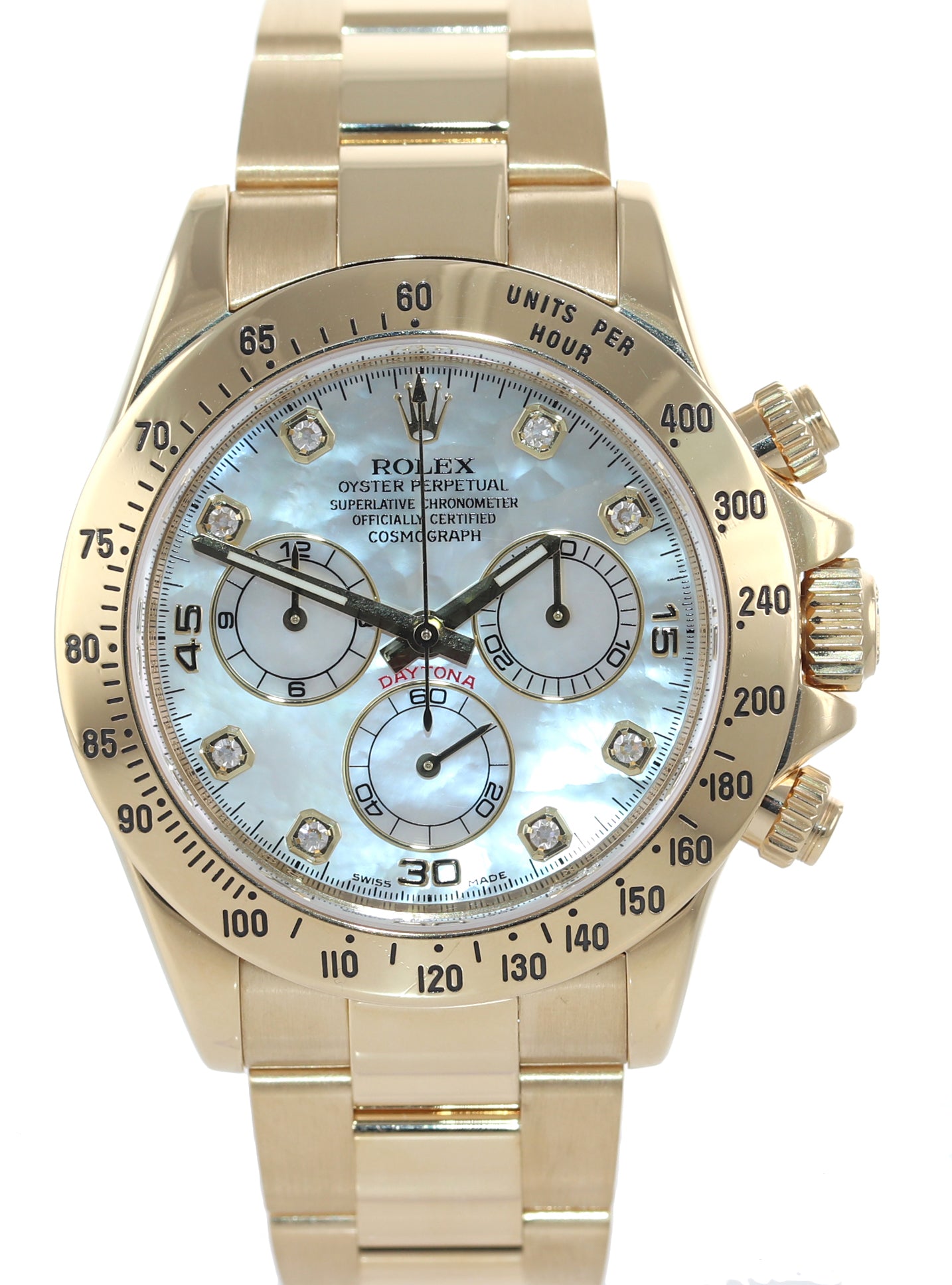 PAPERS Rolex Daytona 116528 MOP DIAMOND 18K Yellow Gold 40mm Watch Box