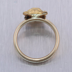 1880's Antique Victorian 14k Yellow Gold Pink Tourmaline Bulldog Ring
