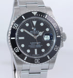 2016 PAPERS Mint Rolex Submariner Date 116610 Steel Black Dive Ceramic Watch Box