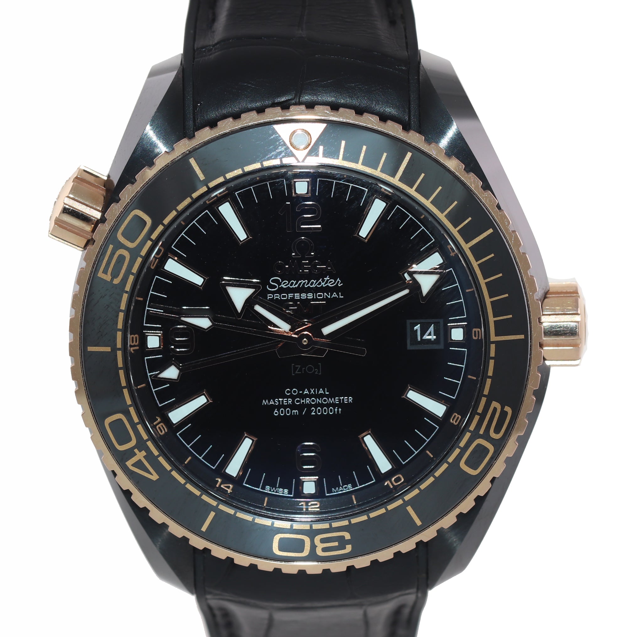 MINT PAPERS Omega Planet Ocean Deep Black 215.63.46.22.01.001 Ceramic Rose Watch