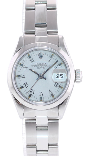 PAPERS Ladies Rolex Date 69160 Steel Oyster White Roman 26mm Steel Watch Box