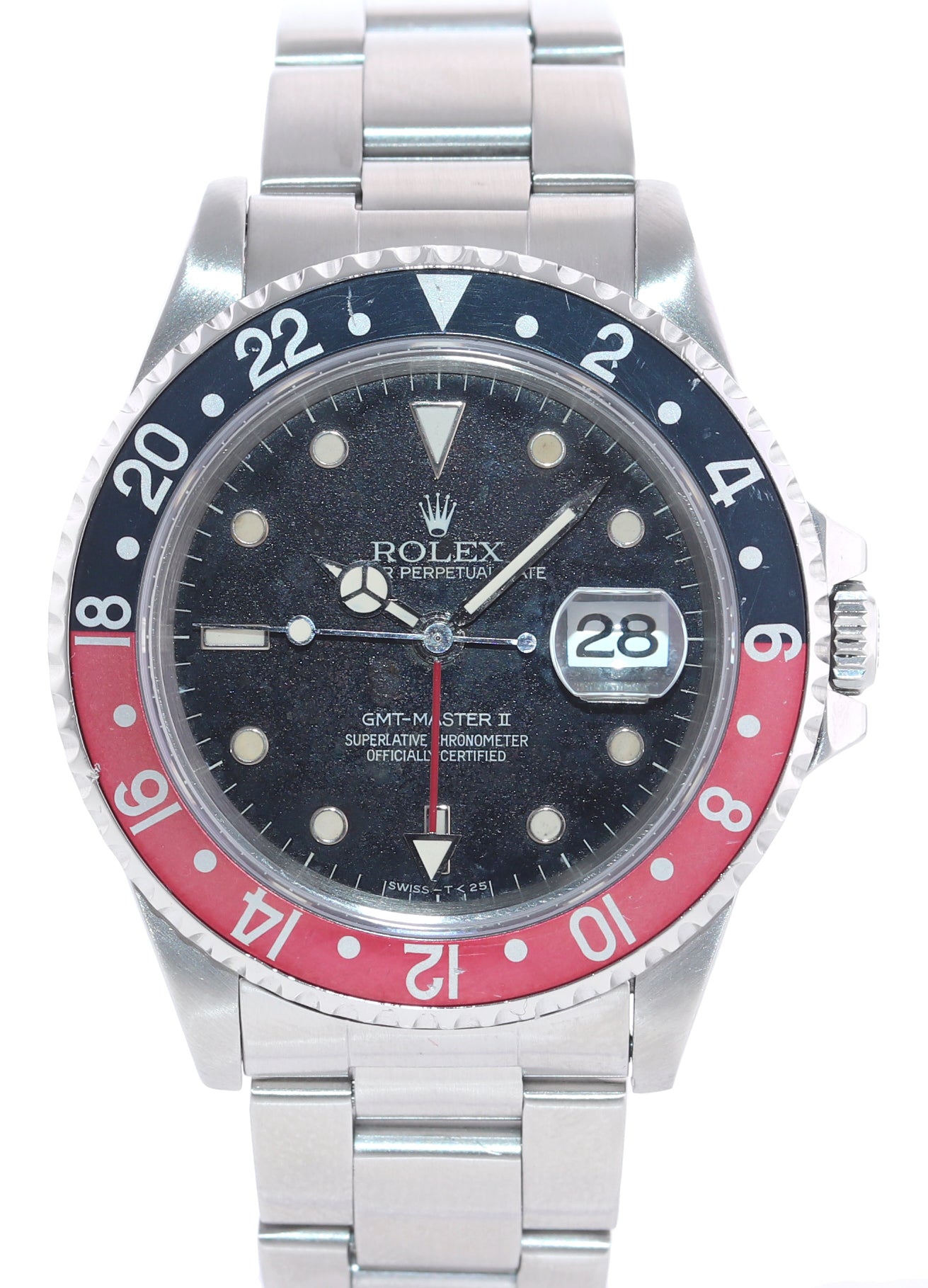 Rolex GMT-Master II Coke Black Red 16710 Patina Stainless Steel 40mm Watch Box
