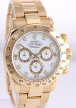 Rolex Daytona 116528 White Diamond 18K Yellow Gold 40mm Watch Box