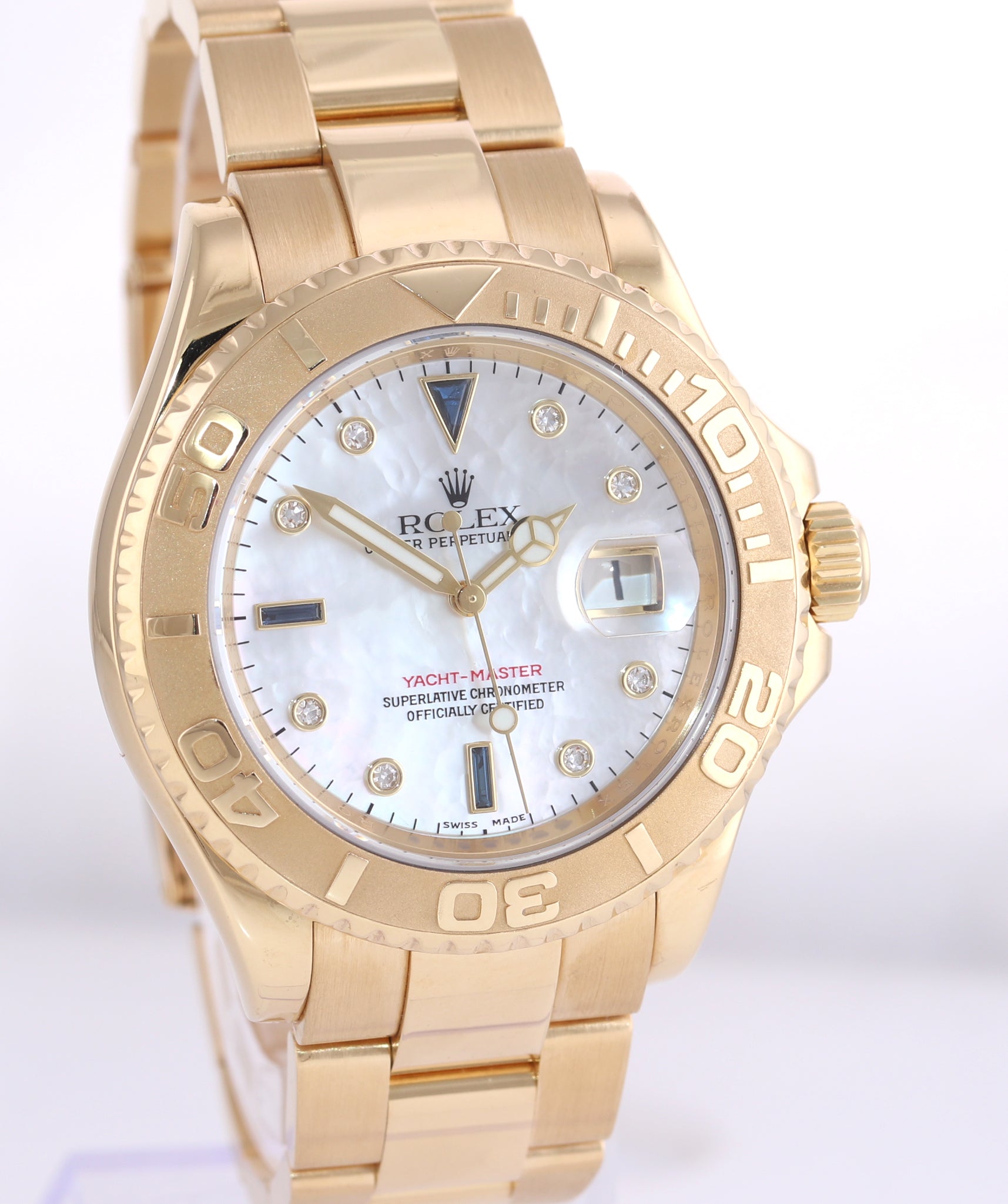 2007 PAPERS FACTORY Diamond MOP Rolex Yacht-Master Yellow Gold 16628 Watch