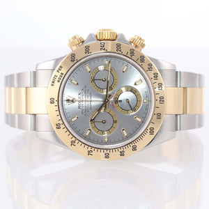 MINT 116523 Rolex Daytona Chrono Slate Steel 18k Gold Two Tone Watch A9