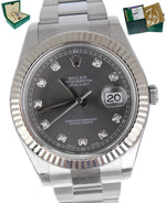2015 PAPERS Rolex Datejust 2 41MM Grey Rhodium Diamond 116334 18K White Gold