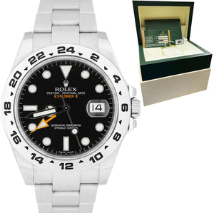 MINT Rolex Explorer II Black Orange Stainless GMT Date 42mm Watch 216570 B+P