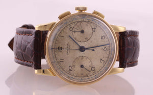 VTG Universal Geneve Compur Solid 18k Yellow Gold 34mm Chronograph 12402 Watch