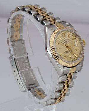 2001 Ladies Rolex DateJust 26mm Tapestry NO HOLES Two Tone Jubilee Watch 79173