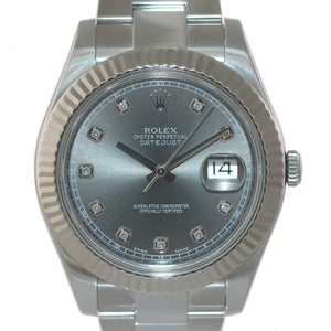 PAPERS 2015 Rolex Datejust 2 41MM Rhodium Diamond 116334 White Gold Watch