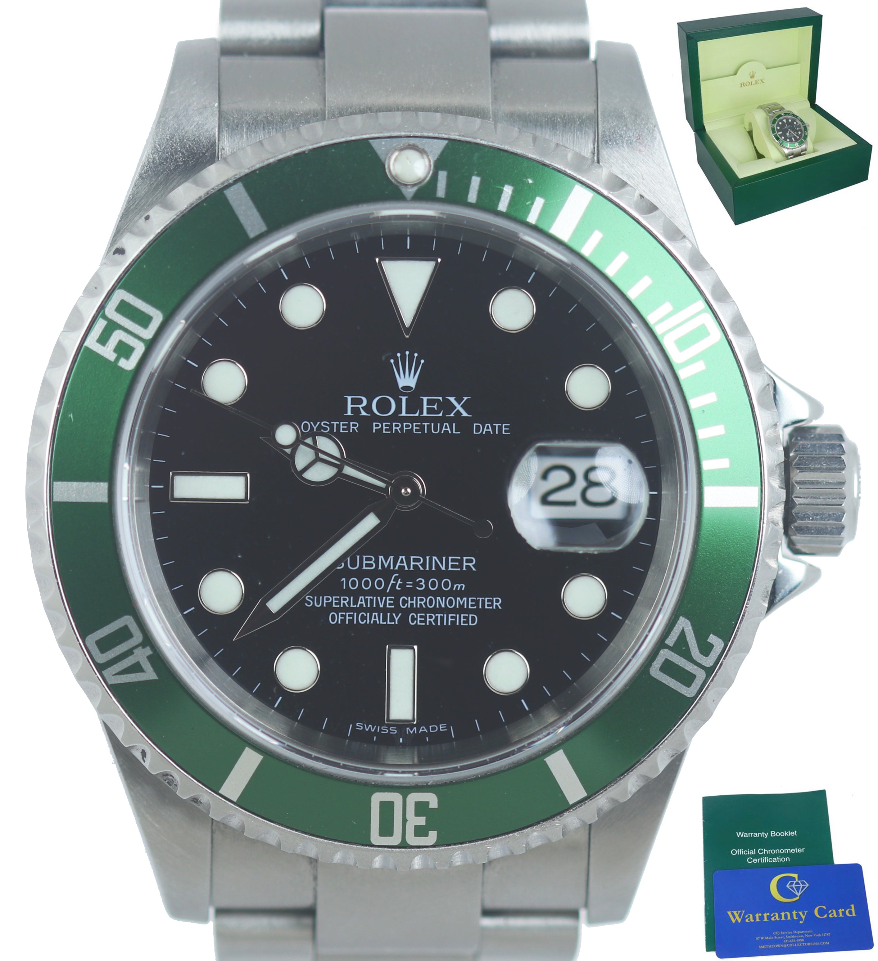 2007 Rolex 'Kermit' Submariner Date 16610 T LV Stainless Black Green 40mm Watch
