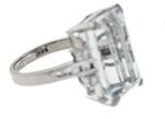 Lovely Ladies Estate 14K White Gold 9 CT Aquamarine Diamond Cocktail Ring