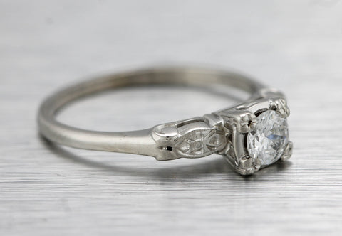 Ladies Estate 14K White Gold 0.33ct Diamond Engagement Wedding Ring Band Set