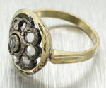 Victorian Antique Solid 14k Gold & Silver Rose Cut Diamond Round Ring