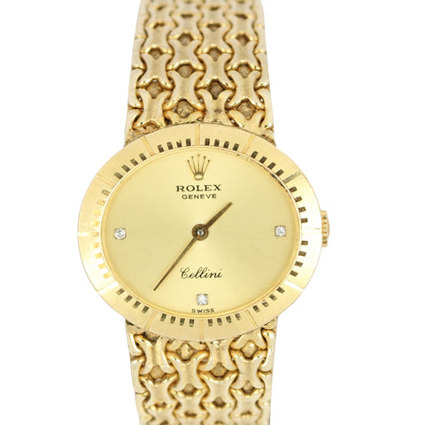 Vintage Rolex Cellini 18k Gold 45.1gr Champagne Diamond Dial 26mm 4081 Watch